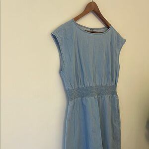 Jones New York Denim Cap Sleeve Midi Dress